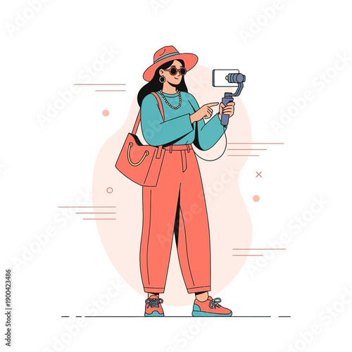 Digital Storyteller Capturing Moments With Modern Gadgets Stylized Flat Illustration