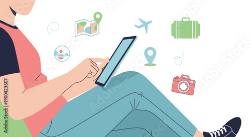 Digital Travel Planning And Exploration With Mobile Device And Icons