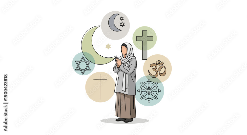 custom made wallpaper toronto digitalDiverse Faith Symbols Surrounding Praying Figure Understanding Global Beliefs