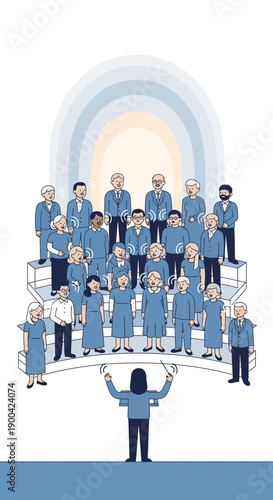 Diverse Choir Harmonizing Together In A Grand Performance Setting