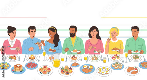 Diverse Group Of People Enjoying A Festive Meal Together Outdoors
