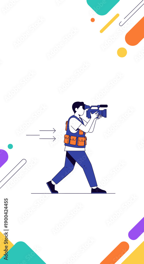 Fototapeta premium Dynamic Cinematographer Capturing Action With Professional Video Camera Equipment