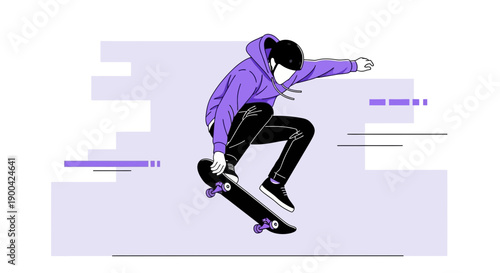 Dynamic Skater Performing Aerial Stunt Vector Art