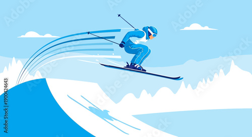 Dynamic Skier Captures Winter Sports Thrills In Mid-Air Jump