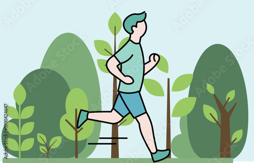 Man Running Illustration For Fitness Exercise Training Healthy Lifestyle And Daily Workout Concept