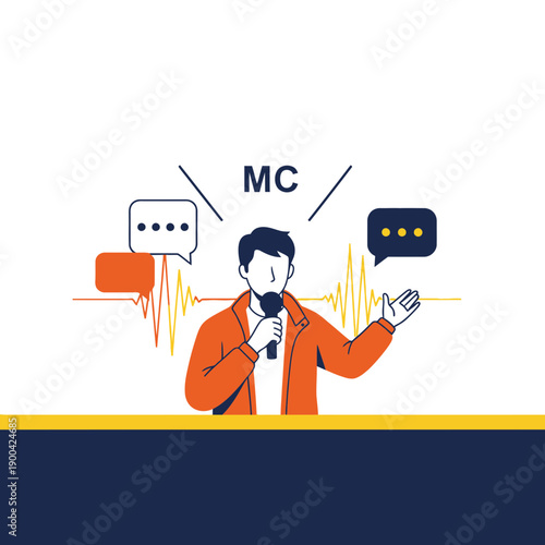 Dynamic Speaker Delivering Content: Conceptual Illustration for Events, Presentations and