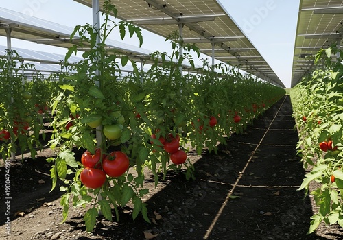 Wallpaper Mural Agrivoltaics Tomato Plants Growing Under Solar Panel Greenhouse Torontodigital.ca
