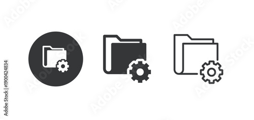 Folder setting icon. Multi series icon. Perfect pixel isolated on white background. Vector illustration