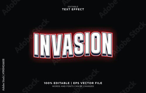 Editable vector typhography text effect design for invasion theme on dark background