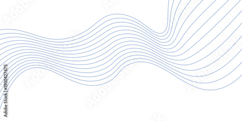 Abstract flowing wave lines on white background. Dynamic sound wave. Modern purple blue gradient wavy lines. Design element.