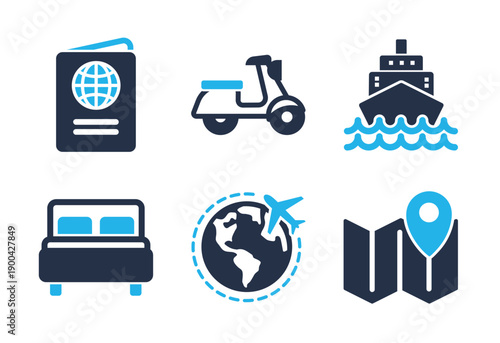 International Travel and Logistics icon set. Solid glyph series icons