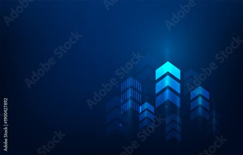business arrows upward finance growth success digital technology on blue background. graph high speed performance wallpaper. vector illustration fantastic technology.