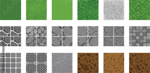 A diverse collection of texture samples displayed in a grid pattern showcasing various patterns and materials