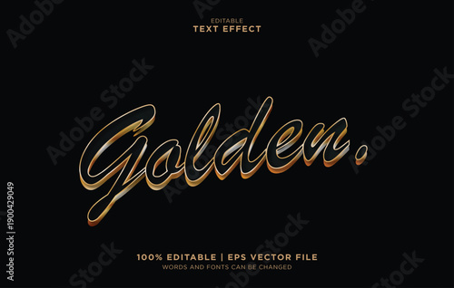 Editable vector typography effect with golden text on black background for luxury designs
