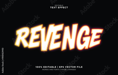 Editable vector typhography text effect for revenge theme in dark background