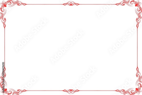 Simple Unique Frame with White Background, Photo Frame and Border Frame, Unique Red Color Frame