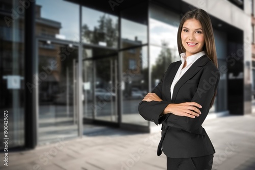 Wallpaper Mural Modern stylish business woman standing in work outdoor. Torontodigital.ca