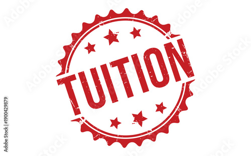 Red Stamped Tuition Text with Star Decorations stars