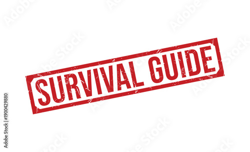 Red Stamped Survival Guide Text with Distressed Effect