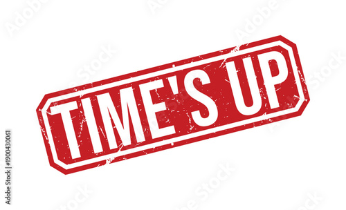 Red Times Up Rubber Stamp on White Background with Distressed Texture