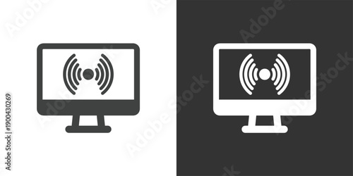Monitor Wireless Signal icon. Solid glyph series icon