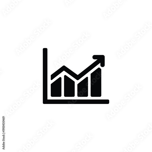 A black and white graph icon showing an upward trend in growth and progress