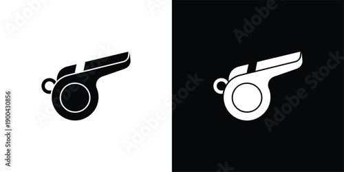A black and white illustration of a whistle on a contrasting background