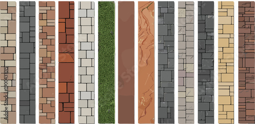 Collection of diverse brick wall textures and patterns displayed in a grid format