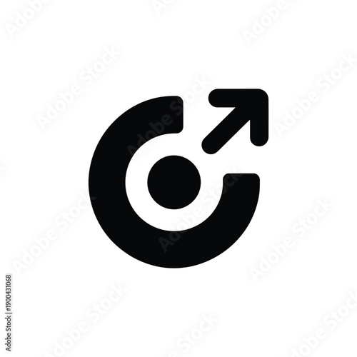 A black and white symbol representing the male gender sign