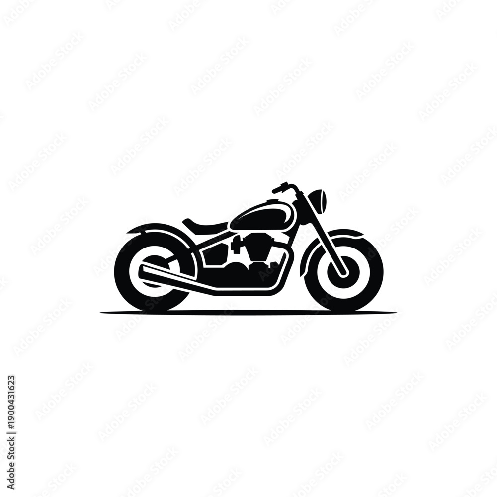 Fototapeta premium A black silhouette of a classic motorcycle with sleek lines and a vintage look
