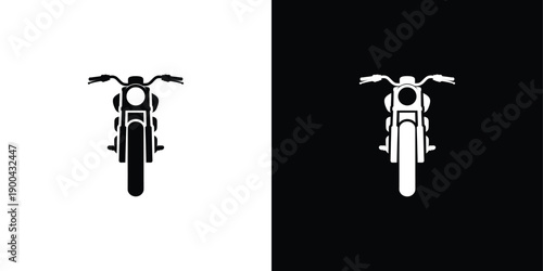 A set of two motorcycle silhouettes on contrasting backgrounds