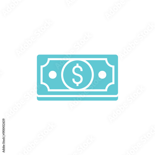 A teal and white icon of a dollar bill on a plain white background Free Download A teal and white icon of a dollar bill on a plain white background - GFXLoad