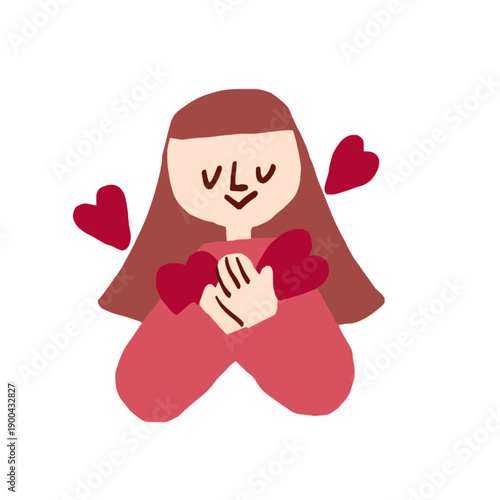 Illustration of a girl putting her heart into it