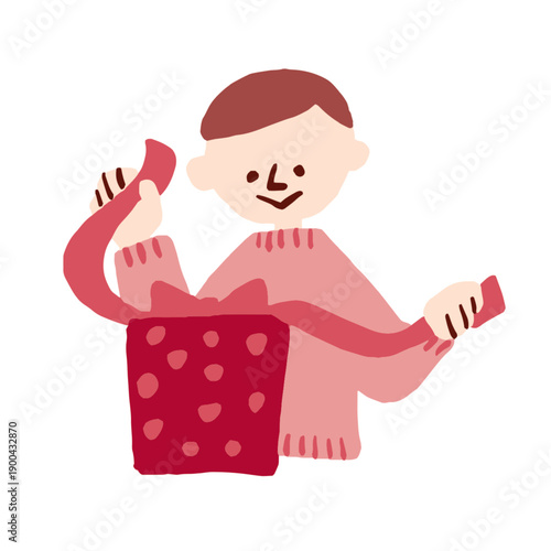 The person opening the Valentine's Day gift