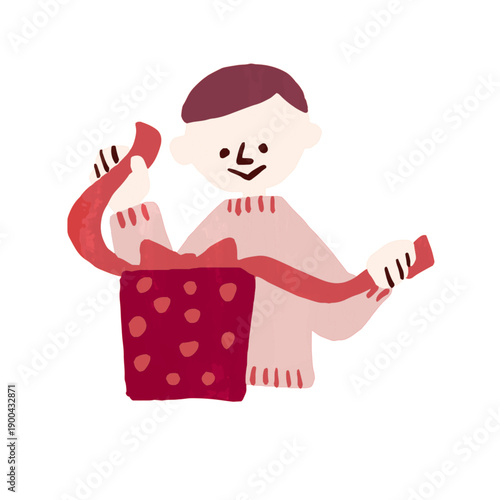 The person opening the Valentine's Day gift