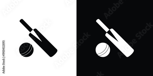 A white cricket bat and ball on a black background for sports design