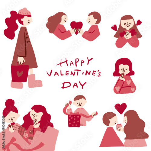 Illustration templates for people celebrating Valentine's Day