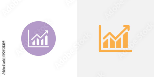 An orange graph with an upward trend and arrow indicating growth and progress on a white background