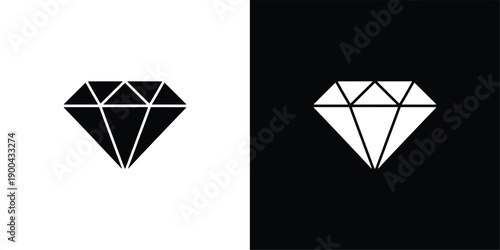 Black and white diamond shapes on contrasting backgrounds for design and luxury concepts