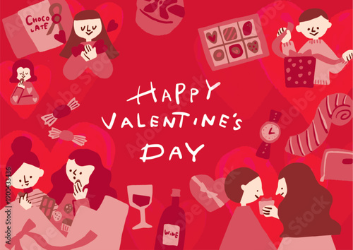 Illustration templates for people celebrating Valentine's Day