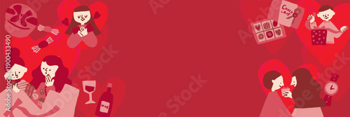 Illustration templates for people celebrating Valentine's Day