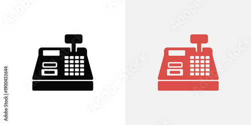 Colorful cash register machine with screen and keyboard for payment processing and transaction handling