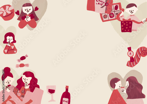 Illustration templates for people celebrating Valentine's Day