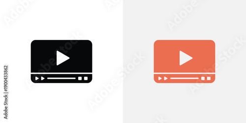 Play button icons in black and orange colors for video players and websites