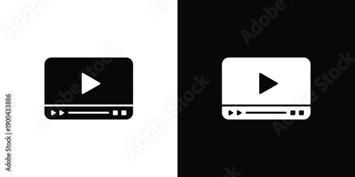 Play button icons on white and black background for video players