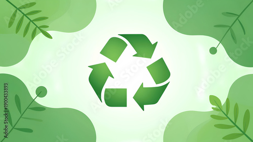 Recycle symbol green arrows leaf background sustainable concept environmental conservation eco friendly design