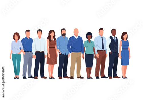 Diverse group of people standing together in a line