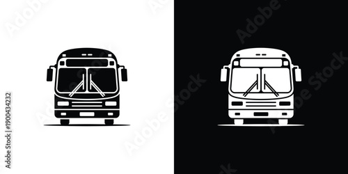 Two buses with windshield wipers on front view