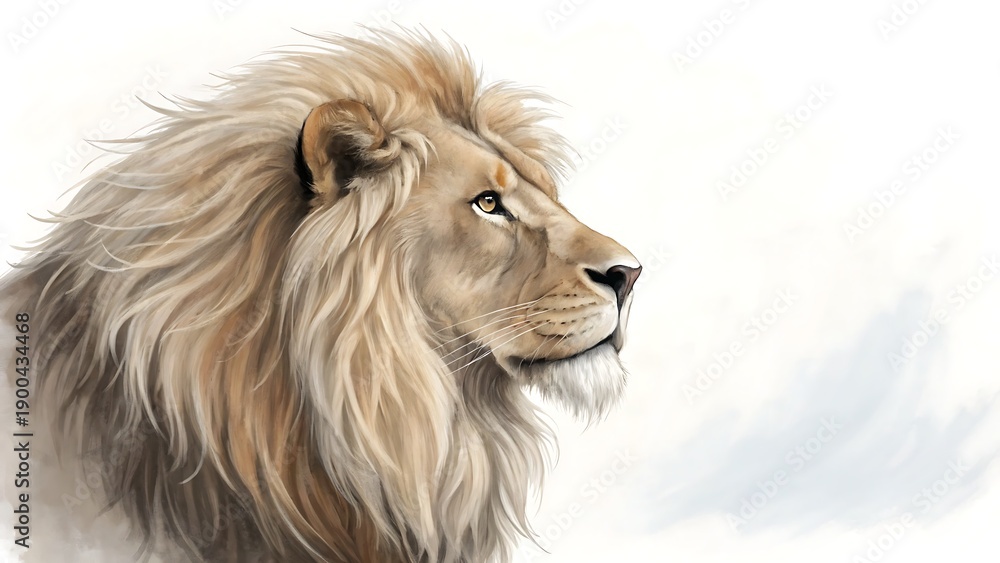 Obraz premium Majestic lion portrait a digital painting of a regal african cat