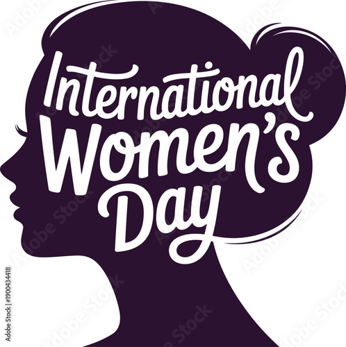 International womens day celebration logo with woman silhouette